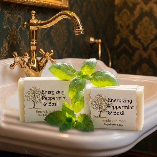 PEPPERMINT BASIL SOAP- all natural handmade cold processed body wash soap bar